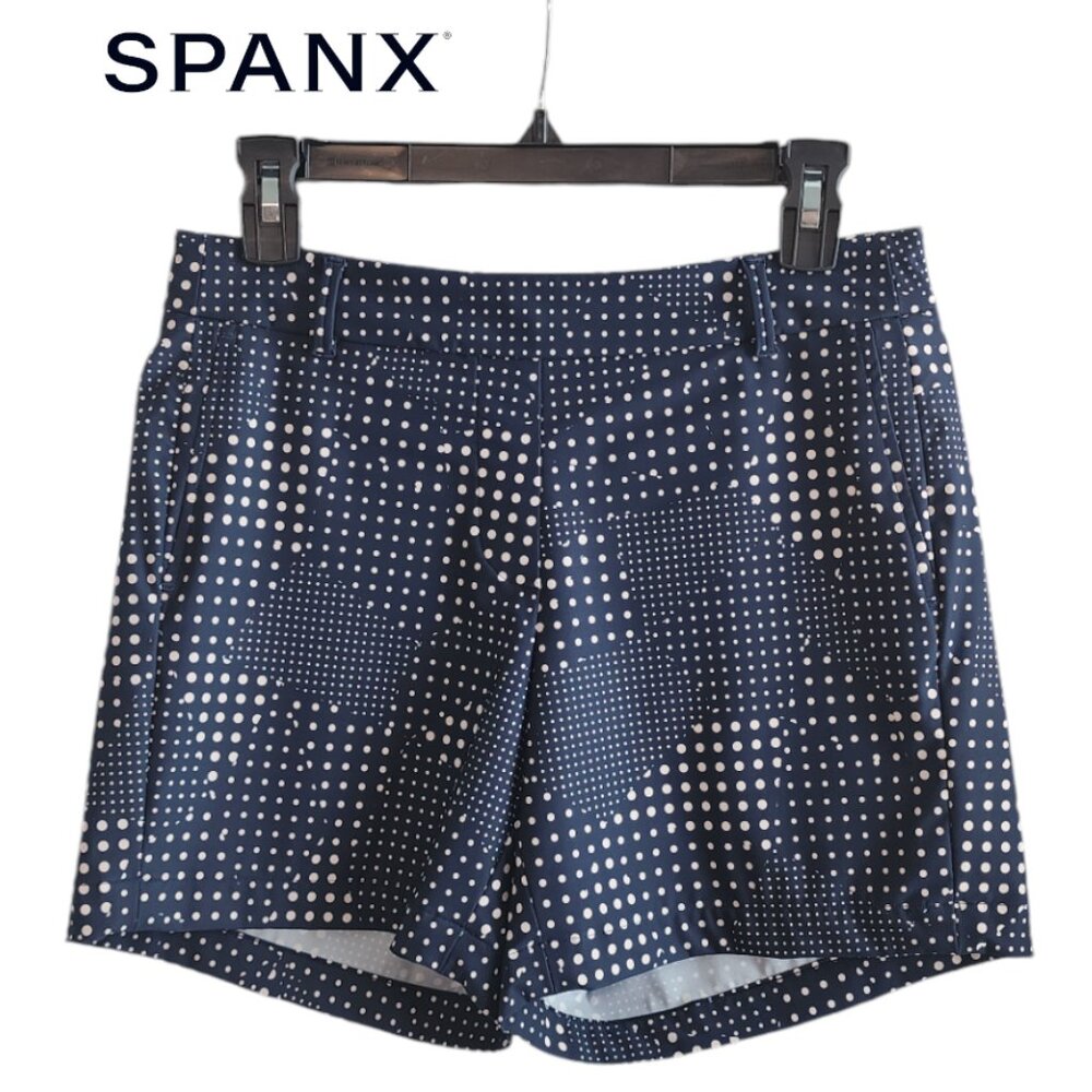 Spanx Shorts Navy with White Pattern S